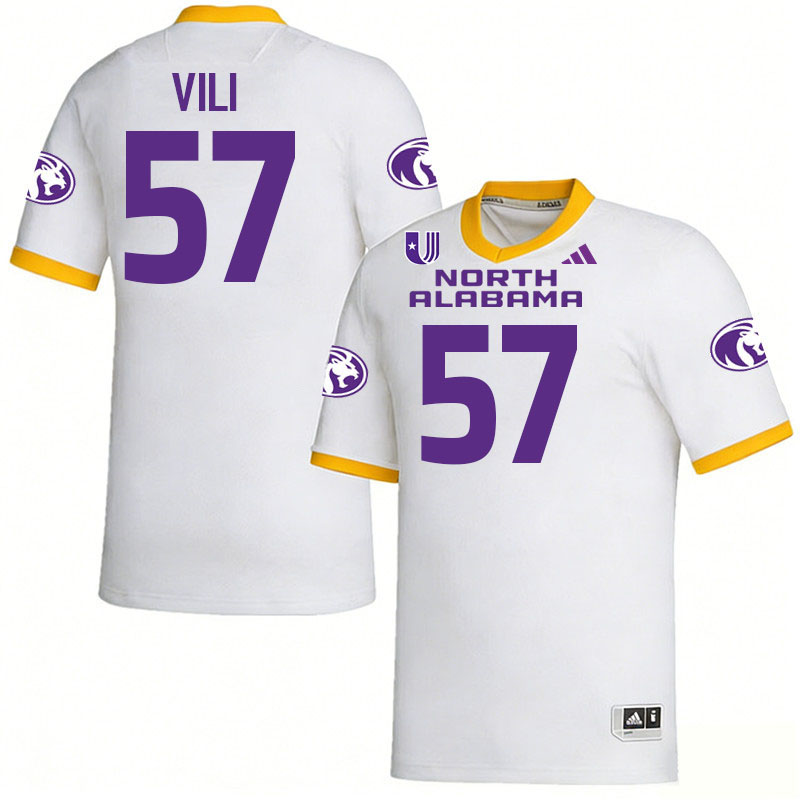 North Alabama Lions #57 Fred Vili College Football Jerseys,Uniforms Stitched-White